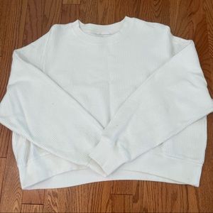 Corded white crewneck